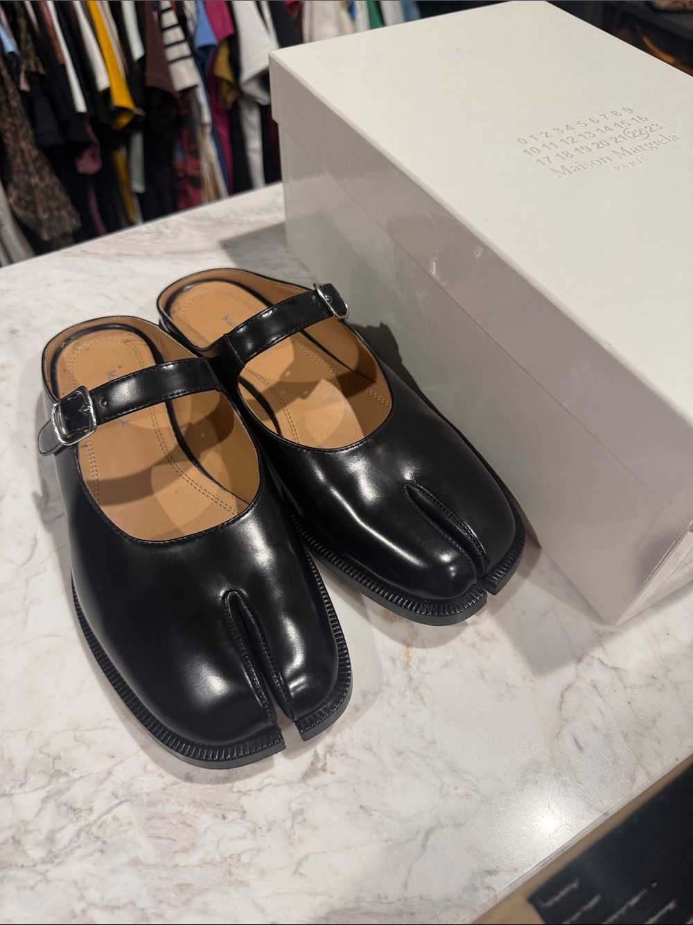 Maison Margiela Black Leather Tabi Mary Jane Mules - Picture 13 of 13